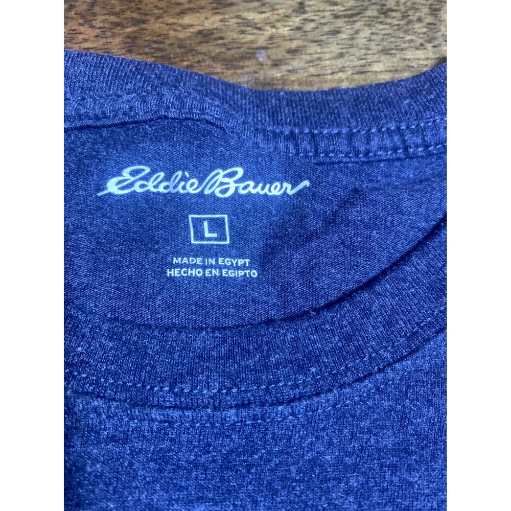 Eddie Bauer Mens Long Sleeve Graphic T-Shirt Blue Mountain Forest Sz Large - Picture 2 of 6